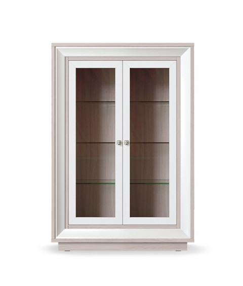 Шкаф-витрина  2-х дверный низкий ( стеклодвери) Прато
