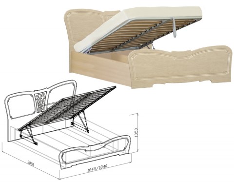 Кровать №1 с подъёмником (с ортопедическим основанием) Верона 184 см