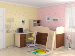 Детская кровать-чердак низкая "Дюймовочка 1"