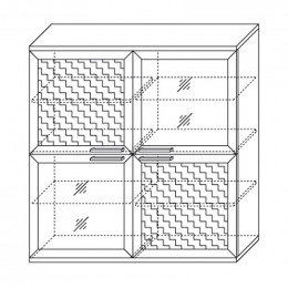 Навесной шкаф-витрина Полка 4 дверная (2 стеклодвери) Палермо