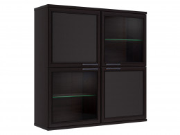 Навесной шкаф-витрина Полка 4 дверная (2 стеклодвери) Палермо