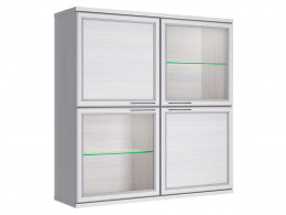Навесной шкаф-витрина Полка 4 дверная (2 стеклодвери) Палермо