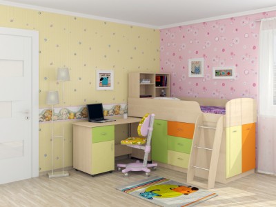 Детская кровать-чердак низкая "Дюймовочка 1"