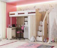 Кровать-чердак Мийа А (Дуб молочный, Дуб сонома светлый)