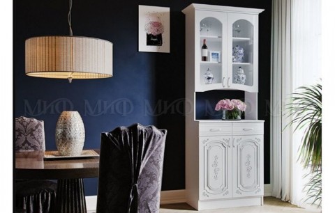 Буфет Лиза 2 двухстворчатый, белый/белый глянец