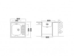 Мойка накладная Стандарт STD600. ---5C 0L-