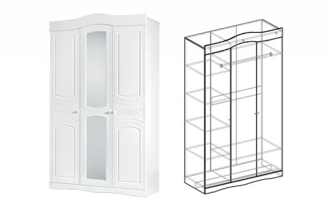 Шкаф 3х створчатый Шарлота 128 см