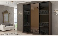 Шкаф-купе Кардинал (Дамаск + черное стекло) 2100