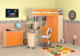 Кровать-чердак Теремок М-85