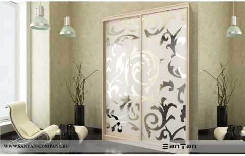 Шкаф-купе Кардинал (Пескоструй на зеркале) 1600