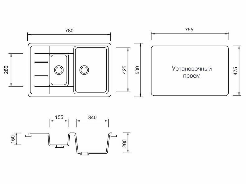 Мойка из камня М-21K Мойка из камня М-21K