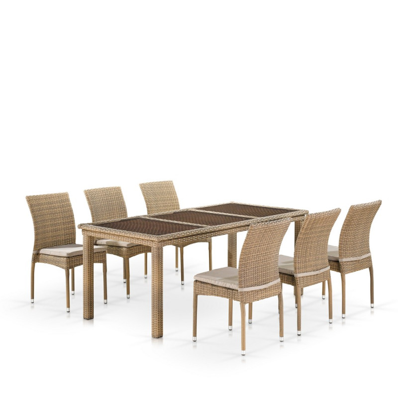 Комплект плетеной мебели T365/Y380B-W65 Light Brown (6+1) Комплект плетеной мебели T365/Y380B-W65 Light Brown (6+1)