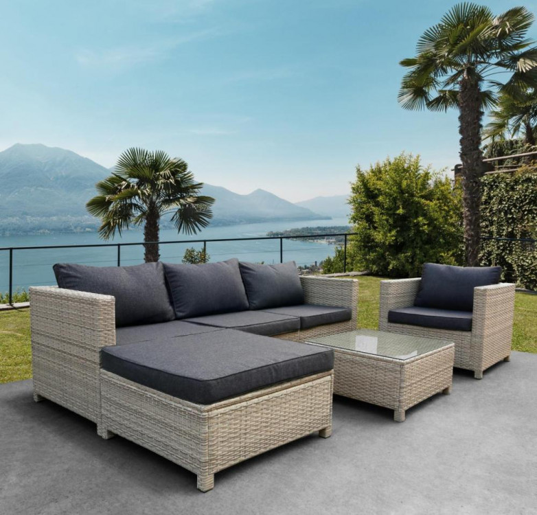 Комплект плетеной мебели из искусственного ротага с диваном YR821