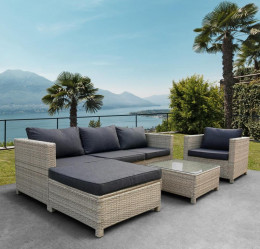 Комплект плетеной мебели из искусственного ротага с диваном YR821