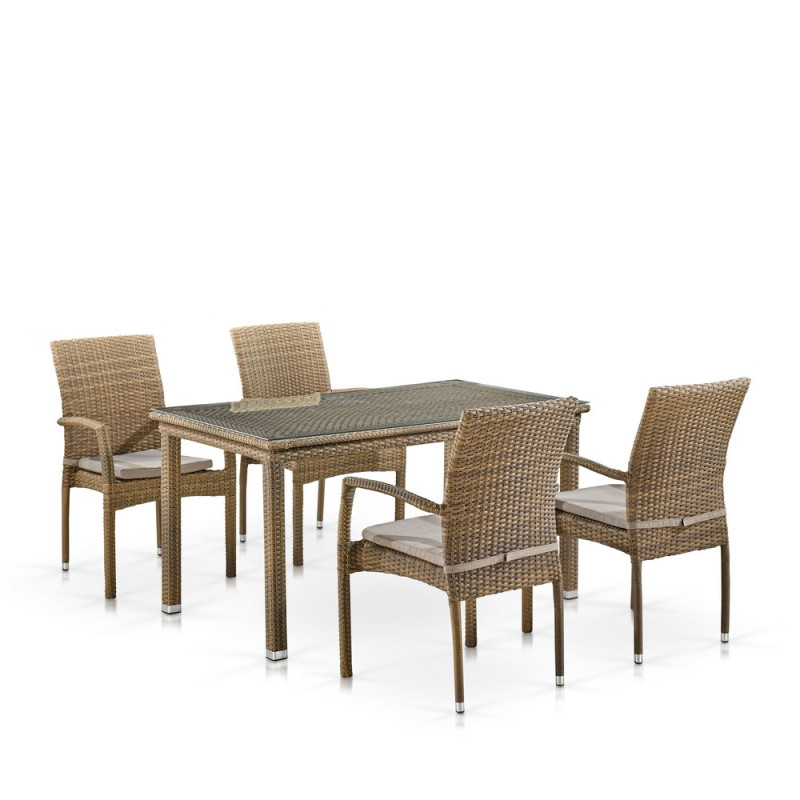 Комплект плетеной мебели T256B/Y379B-W65 Light Brown (4+1) Комплект плетеной мебели T256B/Y379B-W65 Light Brown (4+1)