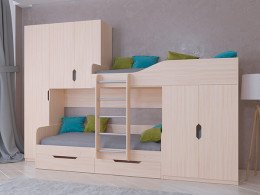 Кровать двухъярусная ЛЕО Дуб молочный/Белый