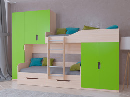 Кровать двухъярусная ЛЕО Дуб молочный/Белый