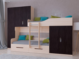 Кровать двухъярусная ЛЕО Дуб молочный/Белый