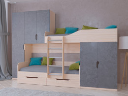 Кровать двухъярусная ЛЕО Дуб молочный/Белый