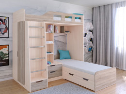 Кровать двухъярусная Астра 4  Дуб молочный/Белый