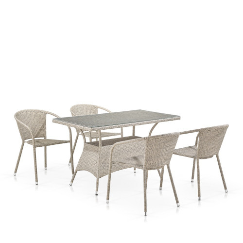 Комплект плетеной мебели T198D/Y137C-W85 Latte (4+1) Комплект плетеной мебели T198D/Y137C-W85 Latte (4+1)