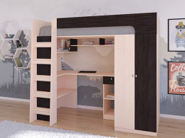 Кровать чердак Астра 10 Дуб молочный/Белый