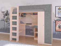 Кровать чердак Астра 10 Дуб молочный/Белый