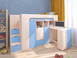 Кровать чердак Астра 11 Дуб молочный/Белый