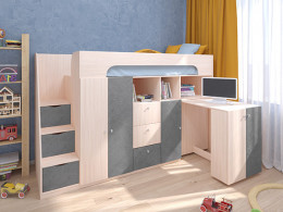 Кровать чердак Астра 11 Дуб молочный/Белый