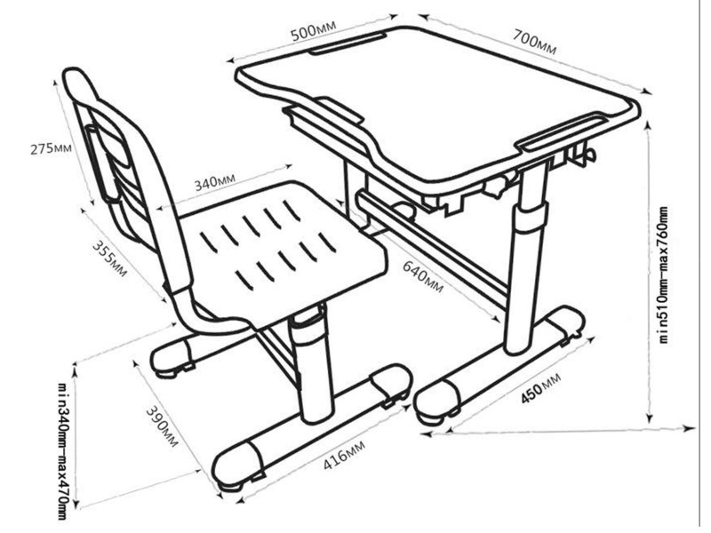 Парта со стулом Fun Desk Sole Парта со стулом Fun Desk Sole
