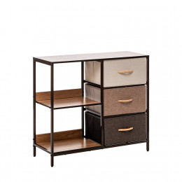 Комод Leset Локи 3 ящ. с полкой, Каркас Коричневый, Бежевый/Светло-коричневый/Темно-коричневый