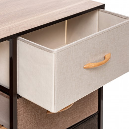 Комод Leset Локи 3 ящ. с полкой, Каркас Коричневый, Бежевый/Светло-коричневый/Темно-коричневый