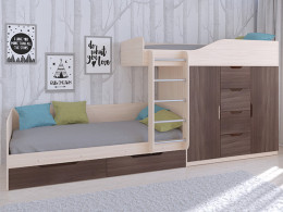Кровать двухъярусная Астра 6 Дуб молочный/Белый