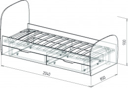 Модуль № 12 Кровать с ящиками Космос 85 см