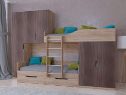 Кровать двухъярусная ЛЕО Сонома/Белый