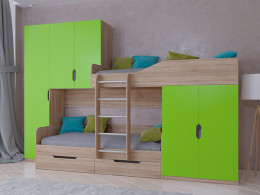 Кровать двухъярусная ЛЕО Сонома/Белый