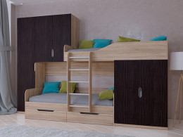 Кровать двухъярусная ЛЕО Сонома/Белый