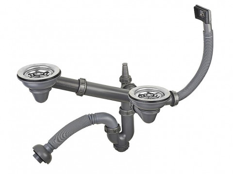 Выпуск большой двойной с переливом в комплекте с сифоном и гофрой S805