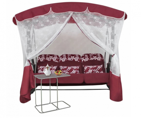 Качели садовые Элегант Премиум со столиком БОРДО (Код: 2016-КД-45/П)