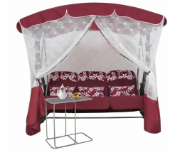 Качели садовые Элегант Премиум со столиком БОРДО (Код: 2016-КД-45/П)