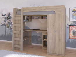 Кровать чердак Астра 10 Сонома/Белый