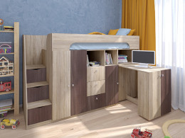 Кровать чердак Астра 11 Сонома/Белый