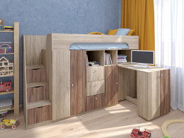 Кровать чердак Астра 11 Сонома/Белый