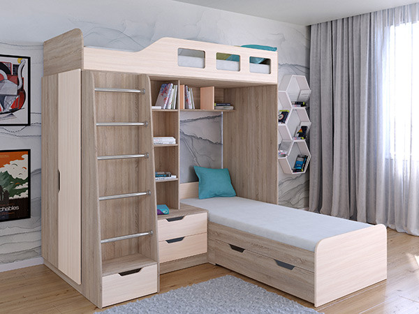 Кровать двухъярусная Астра 4  Сонома/Белый