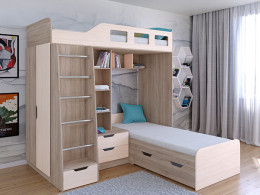 Кровать двухъярусная Астра 4  Сонома/Белый