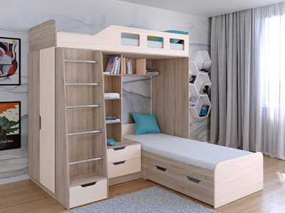 Кровать двухъярусная Астра 4  Сонома/Белый