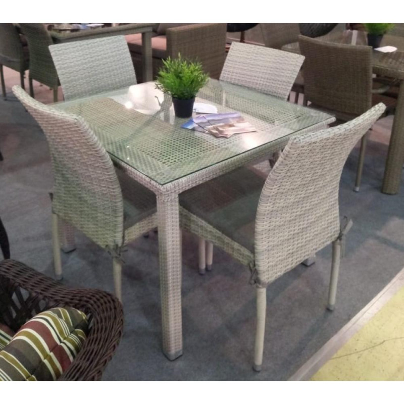 Комплект плетеной мебели T257C/Y380C-W85-90x90 Latte 4PCS Комплект плетеной мебели T257C/Y380C-W85-90x90 Latte 4PCS