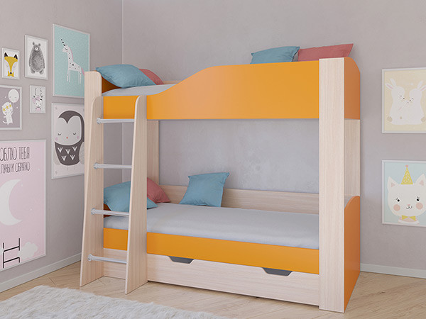 Кровать двухъярусная АСТРА 2 Дуб молочный/Сонома с ящиком Кровать двухъярусная АСТРА 2 Дуб молочный/Сонома с ящиком