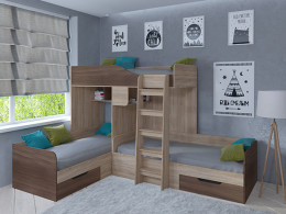 Кровать двухъярусная Трио Сонома/Белый