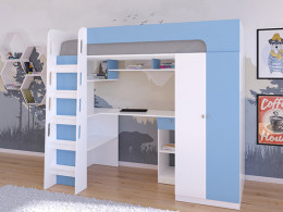 Кровать чердак Астра 10 Белый/Белый